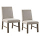 Genu Side Dining Chair Set of 2 | Rustic Gray Wood | Gray Fabric