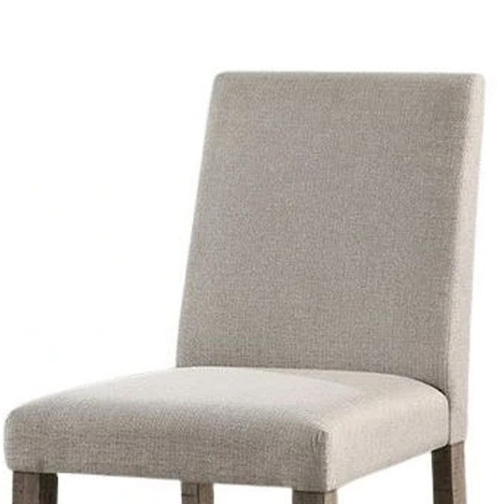 Genu Side Dining Chair Set of 2 | Rustic Gray Wood | Gray Fabric BM339425