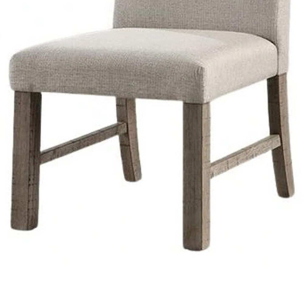 Genu Side Dining Chair Set of 2 | Rustic Gray Wood | Gray Fabric BM339425