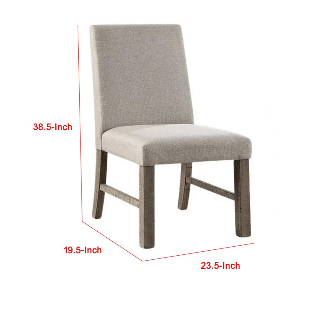 Genu Side Dining Chair Set of 2 | Rustic Gray Wood | Gray Fabric BM339425