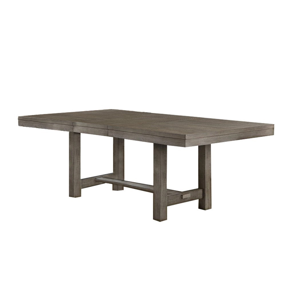 Genu 66-84" Extendable Dining Table | Trestle Base | Gray Solid Wood