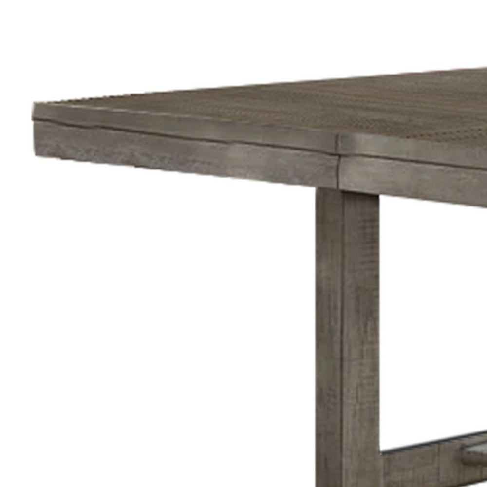 Genu 66-84" Extendable Dining Table | Trestle Base | Gray Solid Wood
