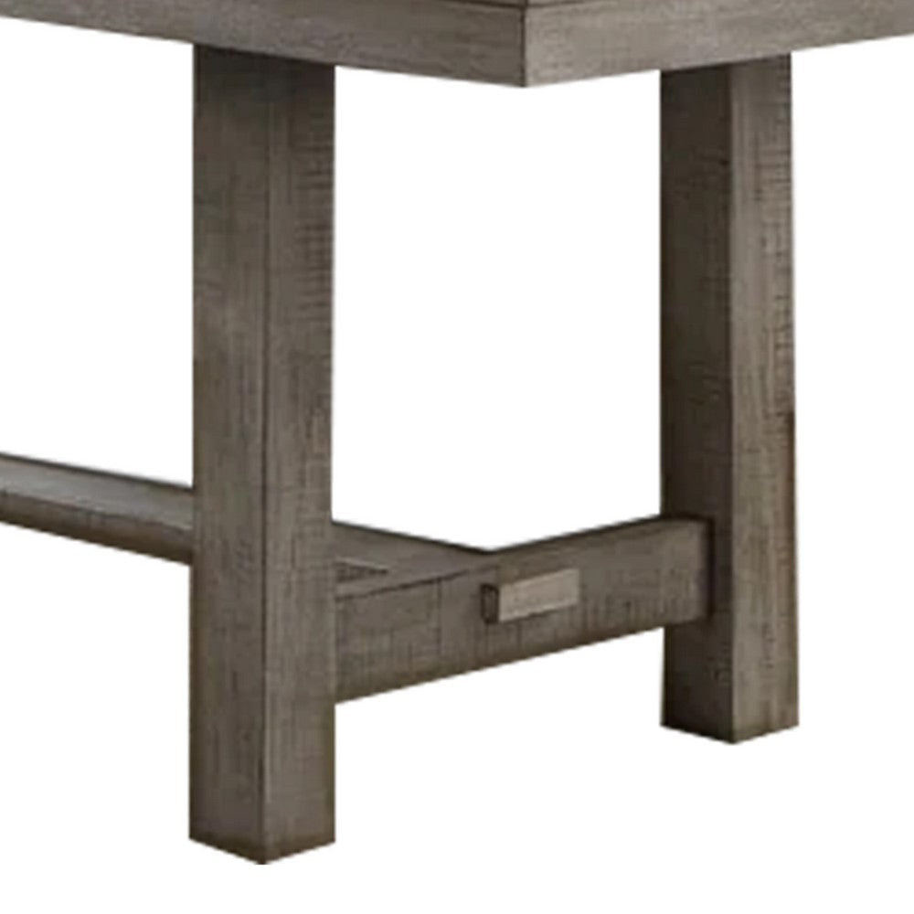 Genu 66-84’’ Extendable Dining Table | Trestle Base | Gray Solid Wood BM339426