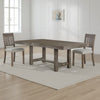 Genu 66-84" Extendable Dining Table | Trestle Base | Gray Solid Wood