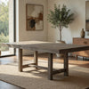 Genu 66-84" Extendable Dining Table | Trestle Base | Gray Solid Wood