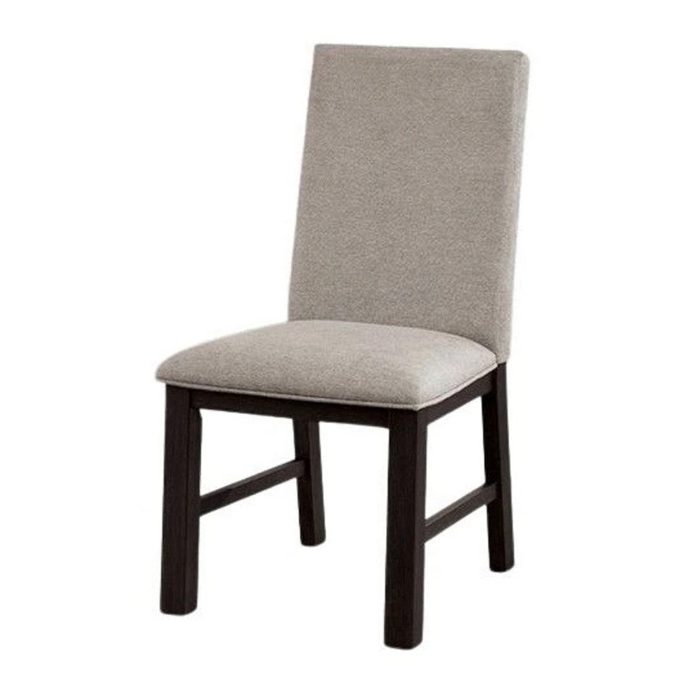 Renu Side Dining Chair Set of 2 | Black Wood | Pleated Gray Polyester BM339427