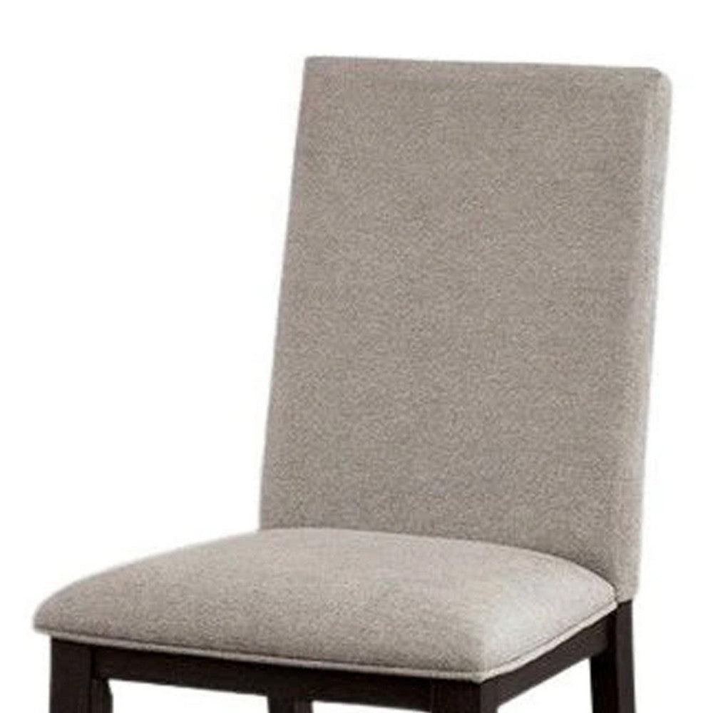 Renu Side Dining Chair Set of 2 | Black Wood | Pleated Gray Polyester BM339427