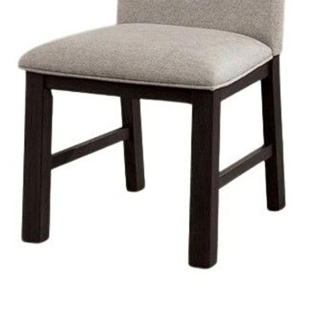 Renu Side Dining Chair Set of 2 | Black Wood | Pleated Gray Polyester BM339427