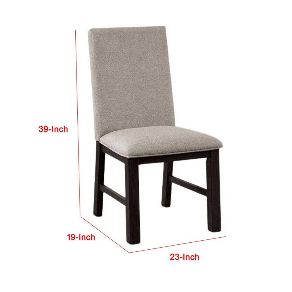 Renu Side Dining Chair Set of 2 | Black Wood | Pleated Gray Polyester BM339427