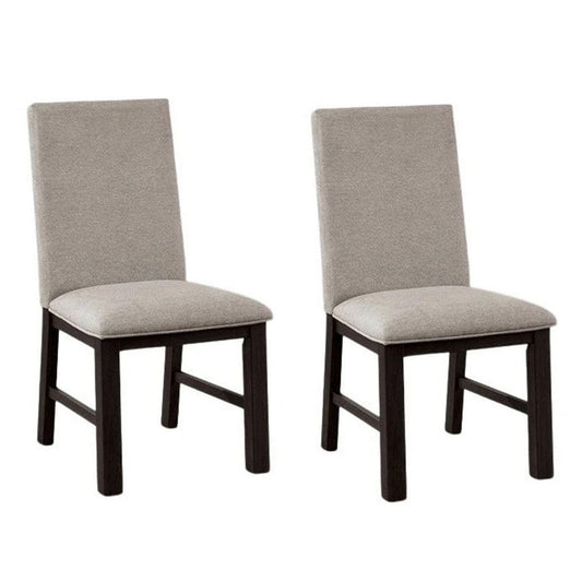 Renu Side Dining Chair Set of 2 | Black Wood | Pleated Gray Polyester