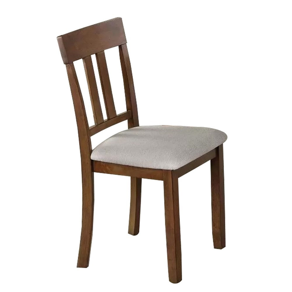 Fordy 7pc Dining Table Set w 6 Beige Fabric Chairs | Walnut Wood BM339428