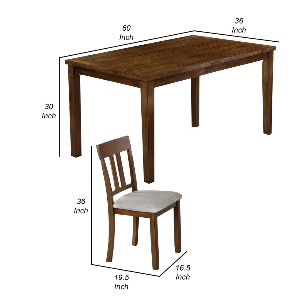 Fordy 7pc Dining Table Set w 6 Beige Fabric Chairs | Walnut Wood BM339428