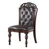 Eva Side Dining Chair Set of 2 | Rivet Trim | Brown Tufted Faux Leather BM339430