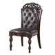 Eva Side Dining Chair Set of 2 | Rivet Trim | Brown Tufted Faux Leather BM339430