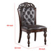 Eva Side Dining Chair Set of 2 | Rivet Trim | Brown Tufted Faux Leather BM339430