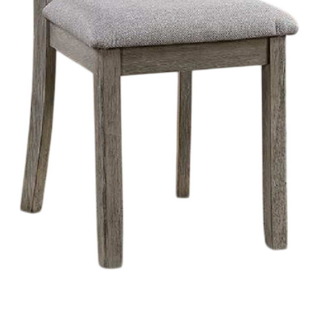 Lais Side Dining Chair Set of 2 | Ladder Backrest | Solid Wood | Gray Fabric BM339435