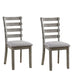 Lais Side Dining Chair Set of 2 | Ladder Backrest | Solid Wood | Gray Fabric