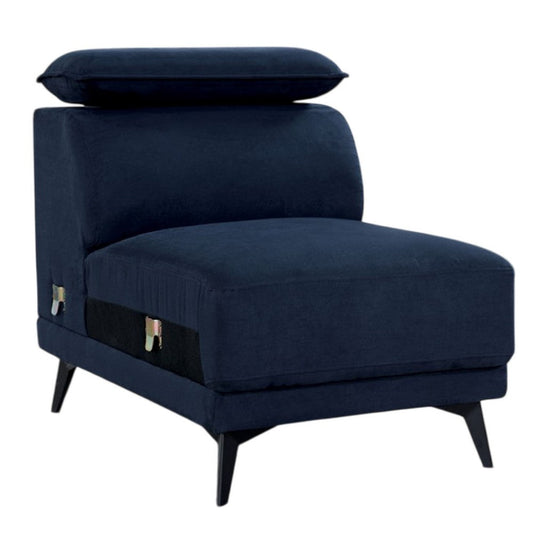 Panie Modular Armless Lounge Chair | Adjustable Headrest | Navy Blue Fabric
