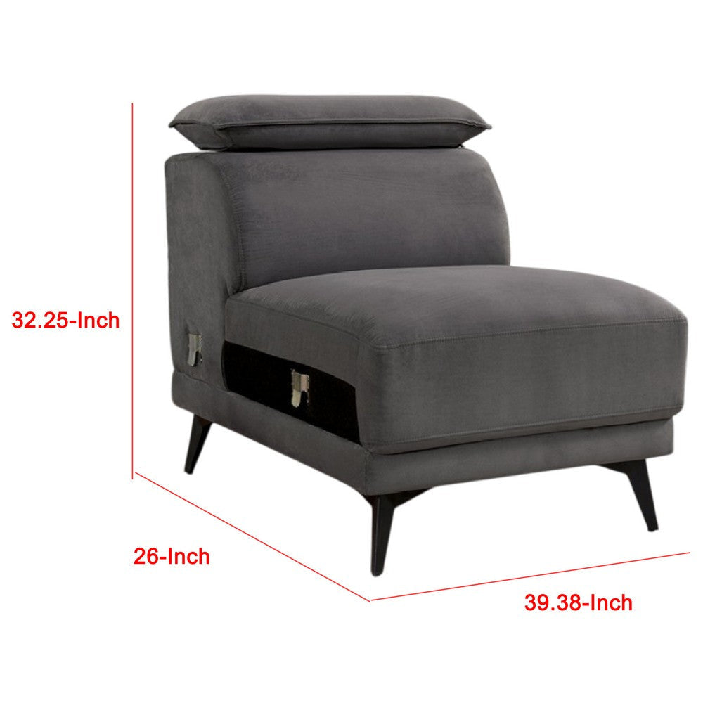 Panie Modular Armless Lounge Chair | Adjustable Headrest | Dark Gray Fabric BM339440