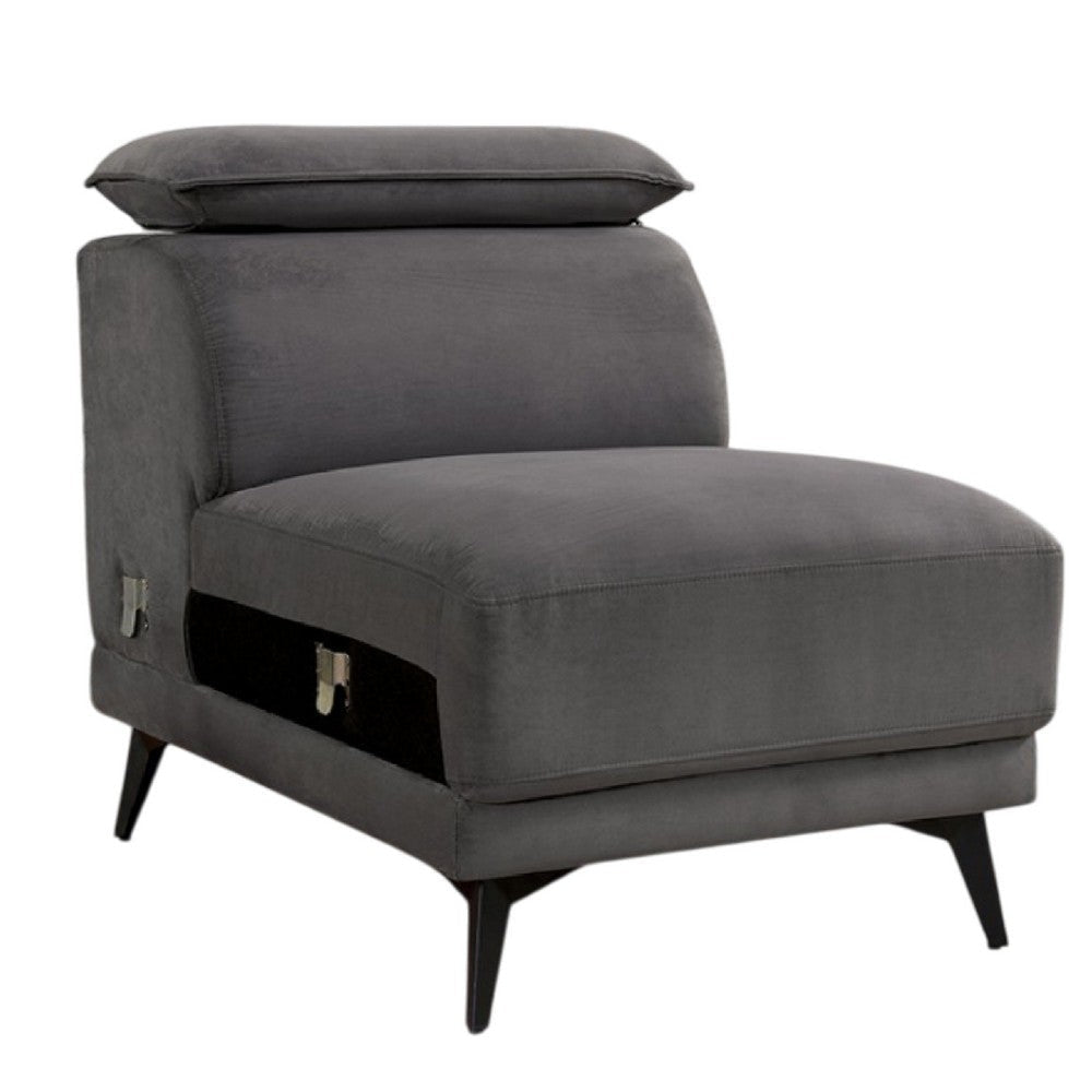 Panie Modular Armless Lounge Chair | Adjustable Headrest | Dark Gray Fabric
