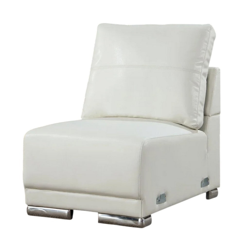 Althy Modular Armless Lounge Chair | Chrome Metal | White Faux Leather BM339441