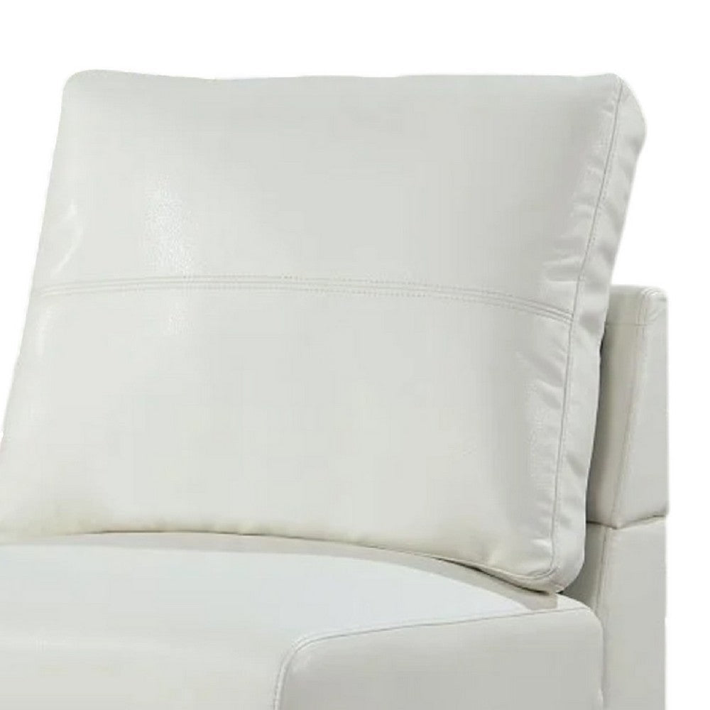 Althy Modular Armless Lounge Chair | Chrome Metal | White Faux Leather BM339441