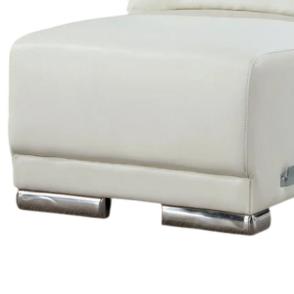 Althy Modular Armless Lounge Chair | Chrome Metal | White Faux Leather BM339441