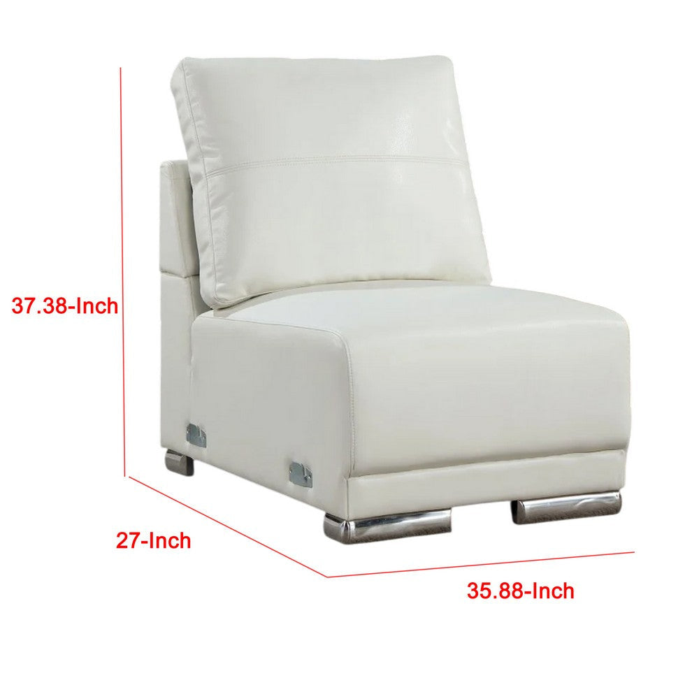 Althy Modular Armless Lounge Chair | Chrome Metal | White Faux Leather BM339441