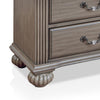 Recus Classic Nightstand w 3 Drawers | Acrylic Accents | Gray Solid Wood BM339442