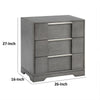 Levice Nightstand w 3 Drawers | Dovetail Built Gray Solid Wood BM339444
