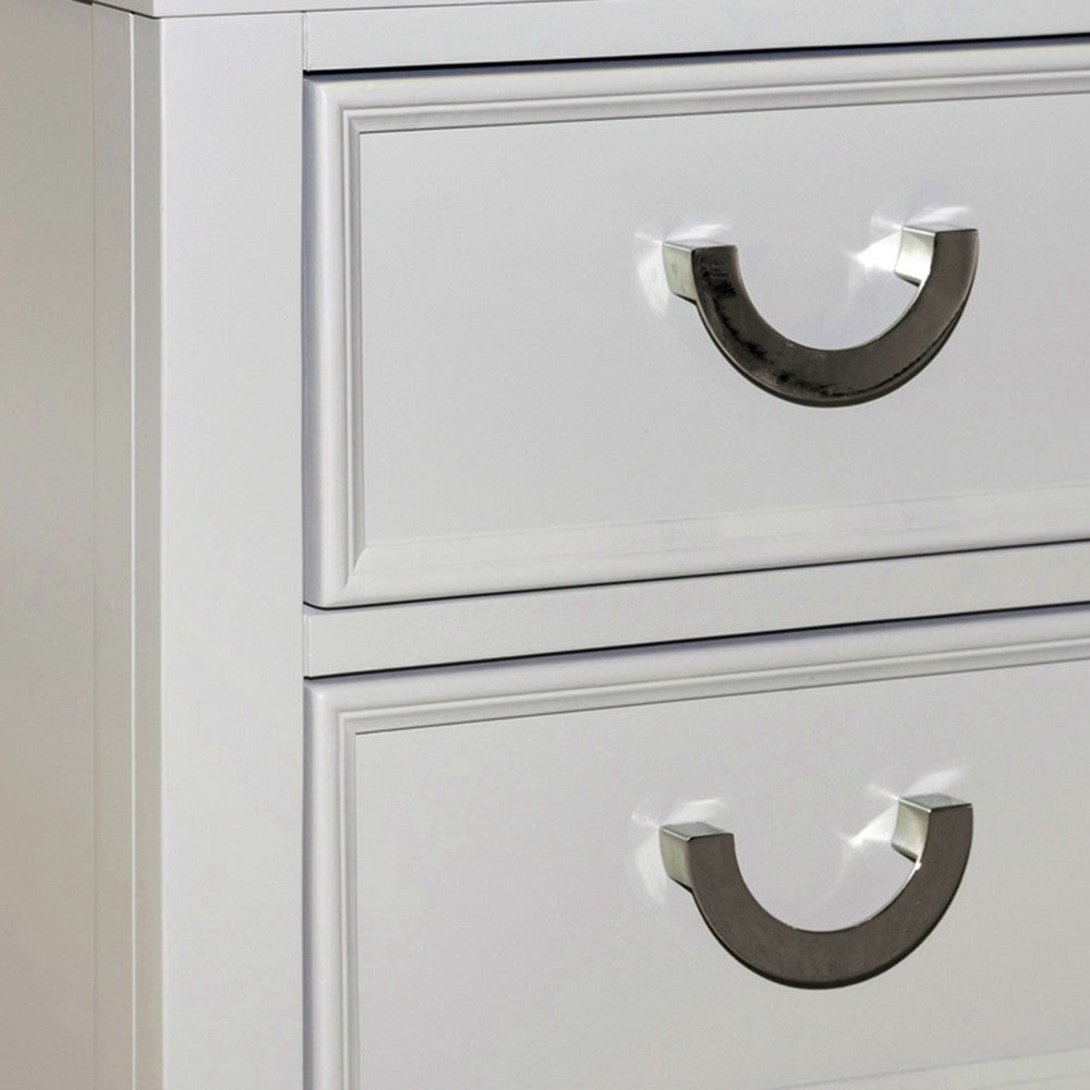 Roly Nightstand w 2 Drawers | Molded Details | Light Gray Solid Wood BM339445