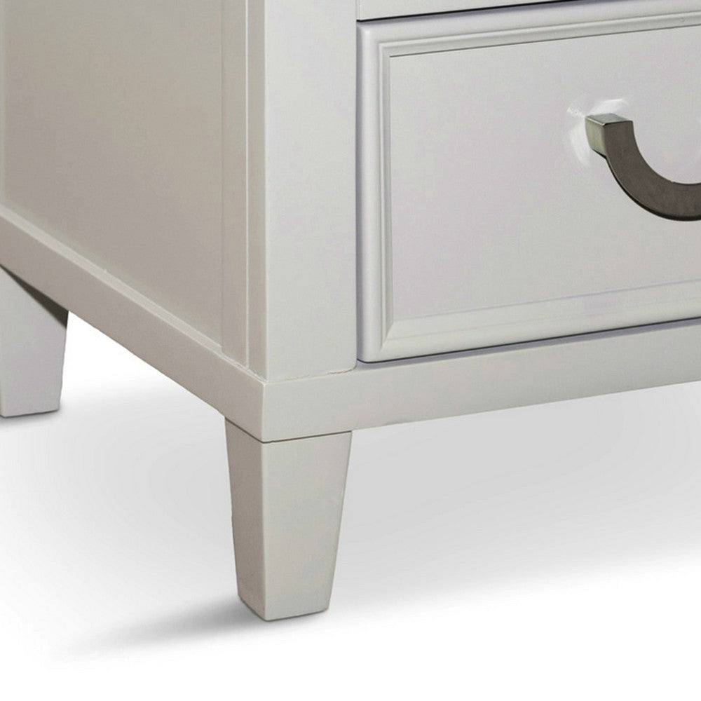 Roly Nightstand w 2 Drawers | Molded Details | Light Gray Solid Wood BM339445