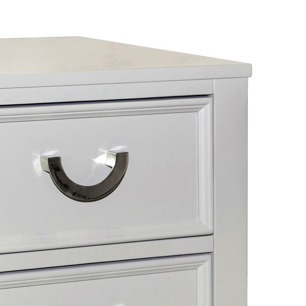 Roly Nightstand w 2 Drawers | Molded Details | Light Gray Solid Wood BM339445