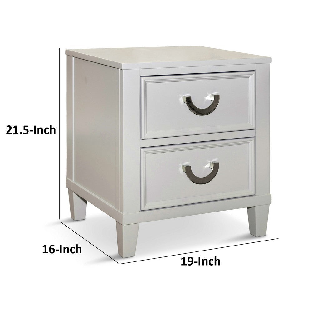 Roly Nightstand w 2 Drawers | Molded Details | Light Gray Solid Wood BM339445