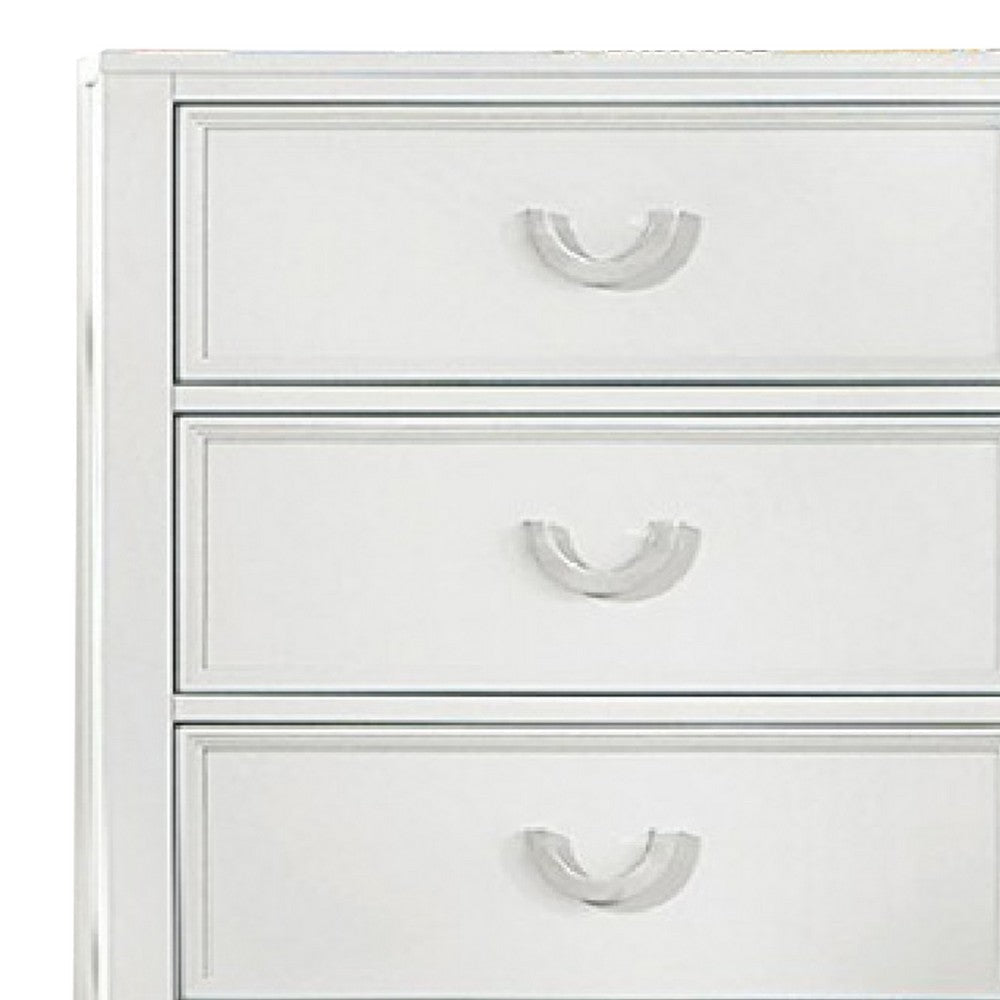 Kiki Tall Dresser Chest w 5 Drawers | Bracket Feet | White Solid Wood BM339446