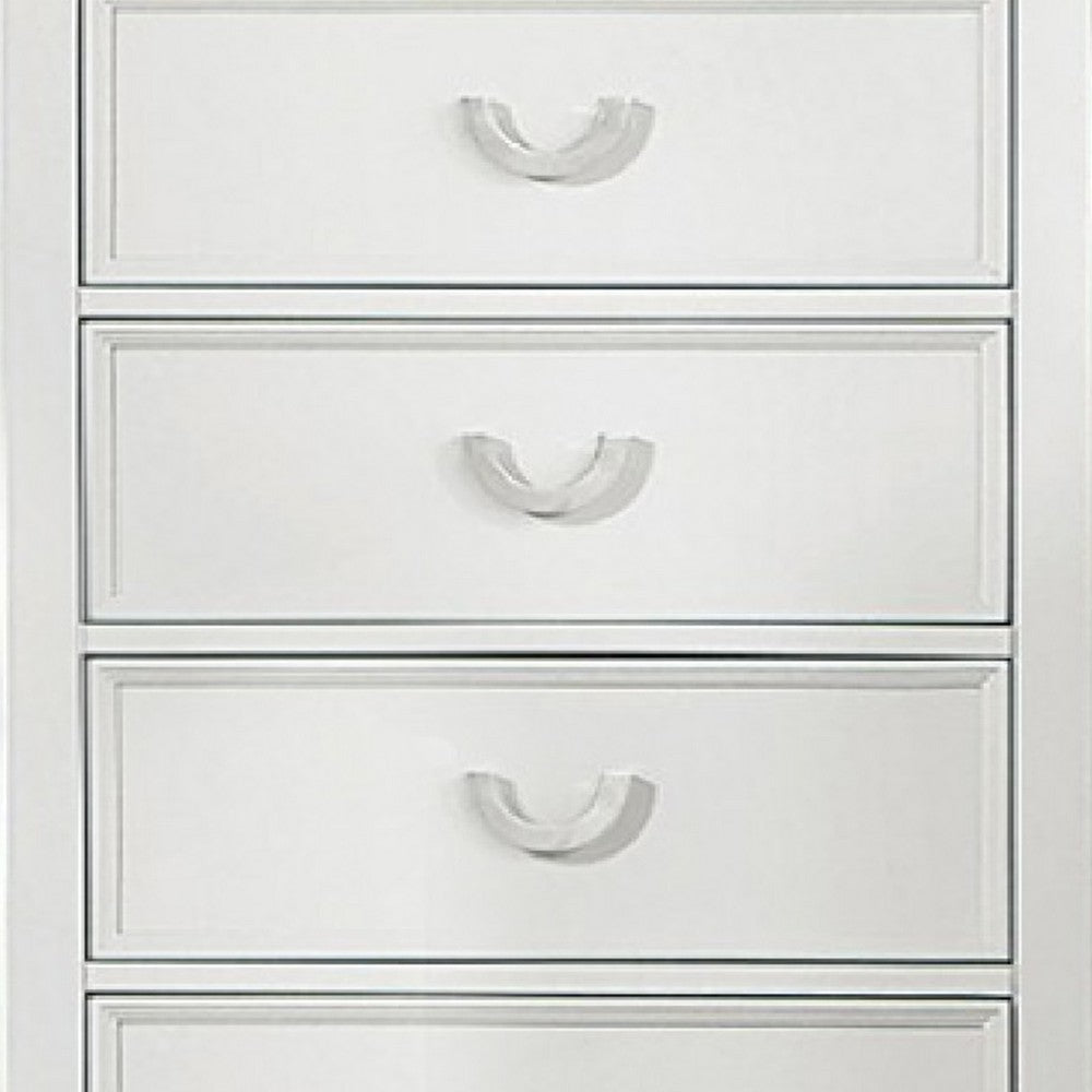 Kiki Tall Dresser Chest w 5 Drawers | Bracket Feet | White Solid Wood BM339446