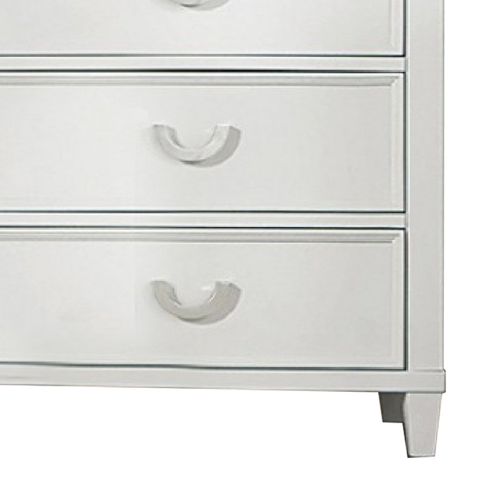 Kiki Tall Dresser Chest w 5 Drawers | Bracket Feet | White Solid Wood BM339446
