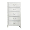 Kiki Tall Dresser Chest w 5 Drawers | Bracket Feet | White Solid Wood