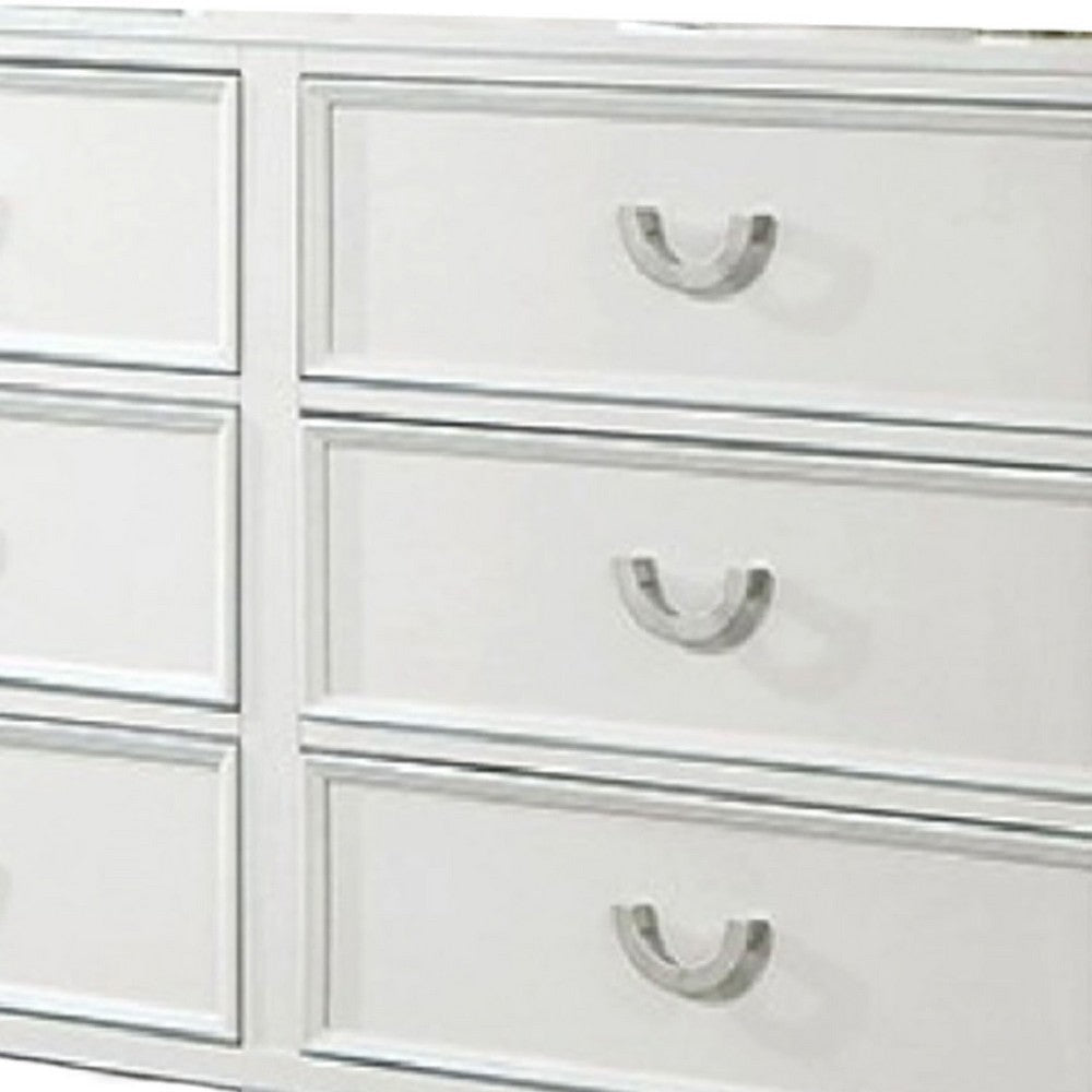 Kiki Wide Dresser w 6 Drawers | Bracket Feet | White Solid Wood BM339447