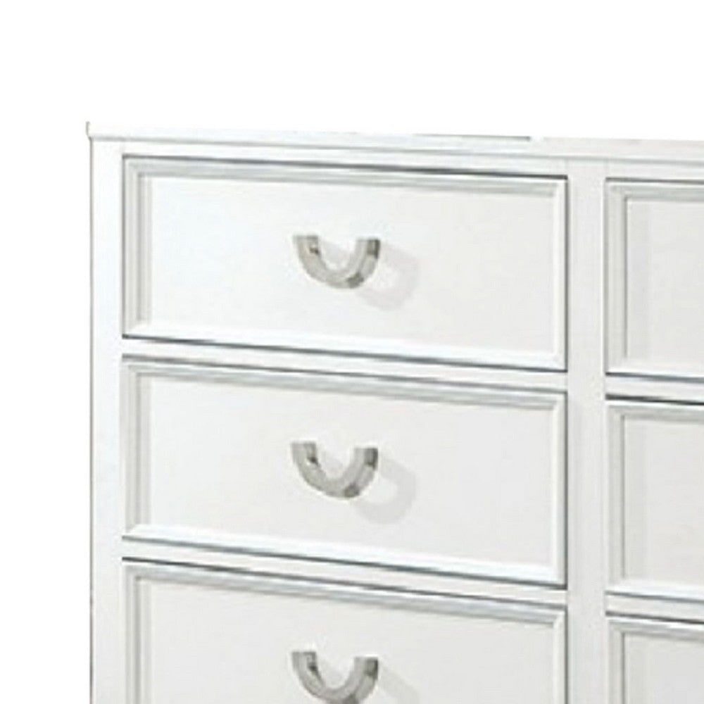 Kiki Wide Dresser w 6 Drawers | Bracket Feet | White Solid Wood BM339447