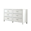 Kiki Wide Dresser w 6 Drawers | Bracket Feet | White Solid Wood