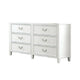 Kiki Wide Dresser w 6 Drawers | Bracket Feet | White Solid Wood