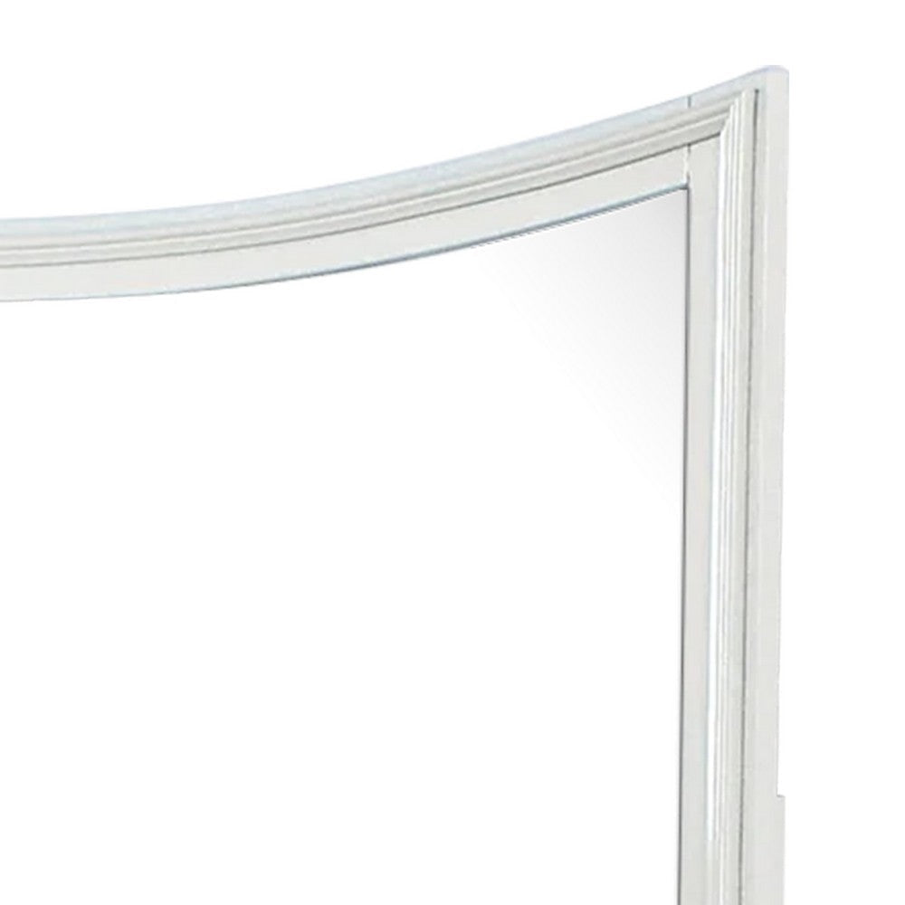 Kiki Dresser Mirror | Curved Crown Molded Details | White Solid Wood BM339448