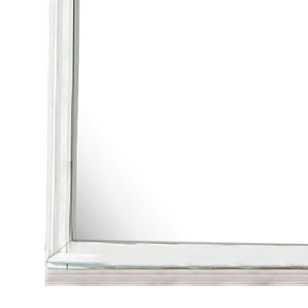 Kiki Dresser Mirror | Curved Crown Molded Details | White Solid Wood BM339448