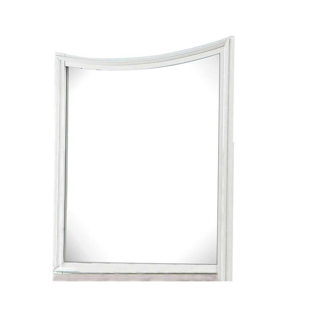 Kiki Dresser Mirror | Curved Crown Molded Details | White Solid Wood BM339448