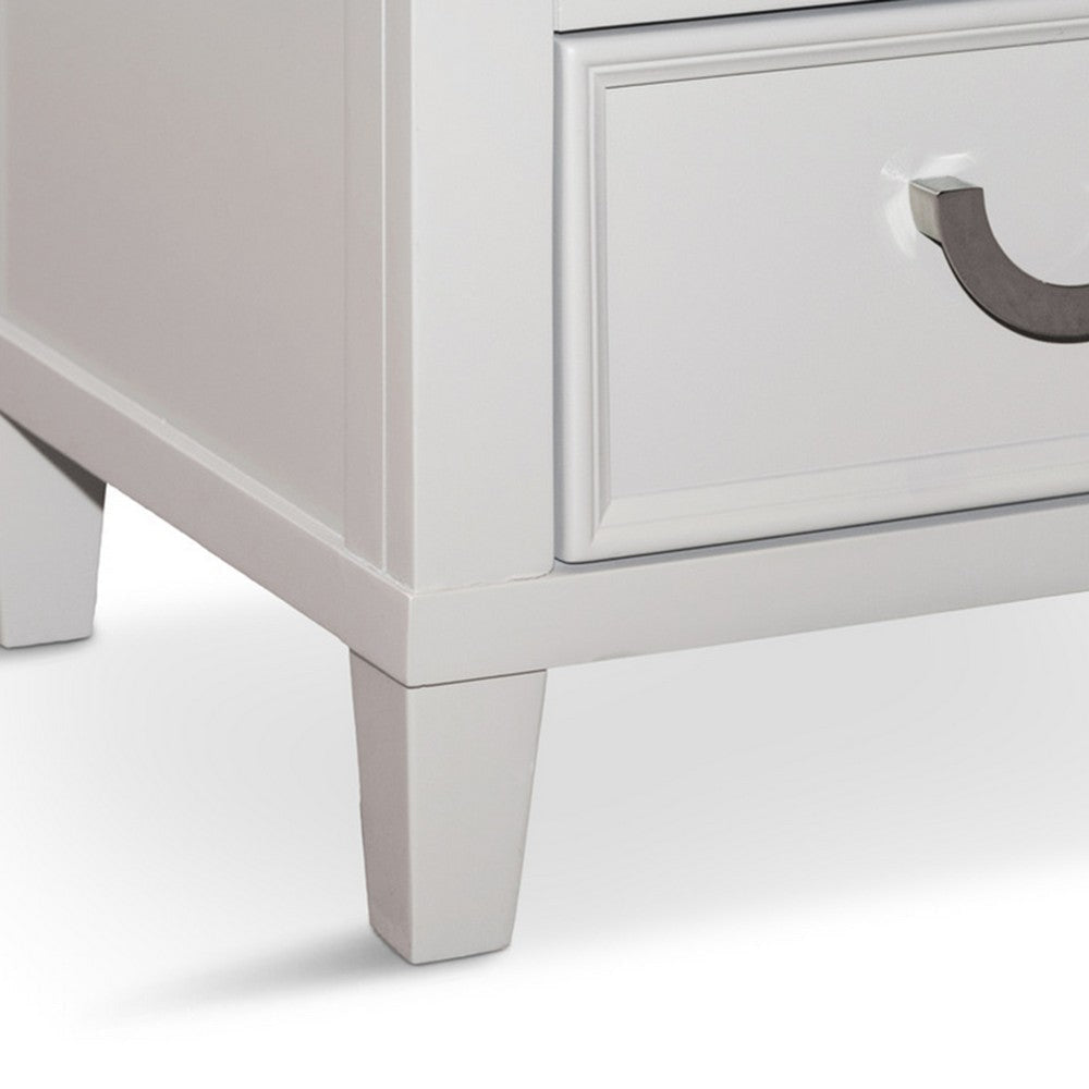Kiki Nightstand w 2 Drawers | Chrome Metal | White Wood BM339449