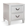 Kiki Nightstand w 2 Drawers | Chrome Metal | White Wood