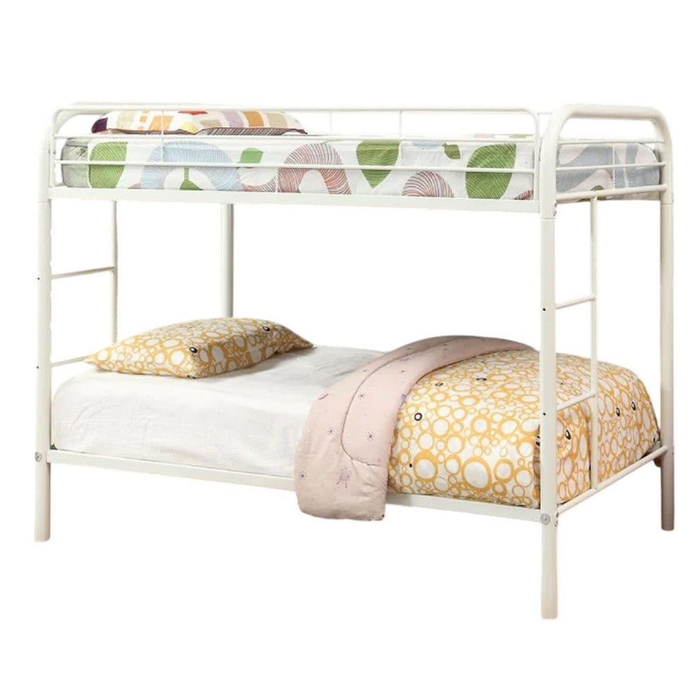 Raina Twin over Twin Bunk Bed | Built In Side Ladder | White Metal BM339450
