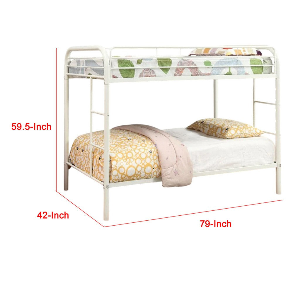 Raina Twin over Twin Bunk Bed | Built In Side Ladder | White Metal BM339450