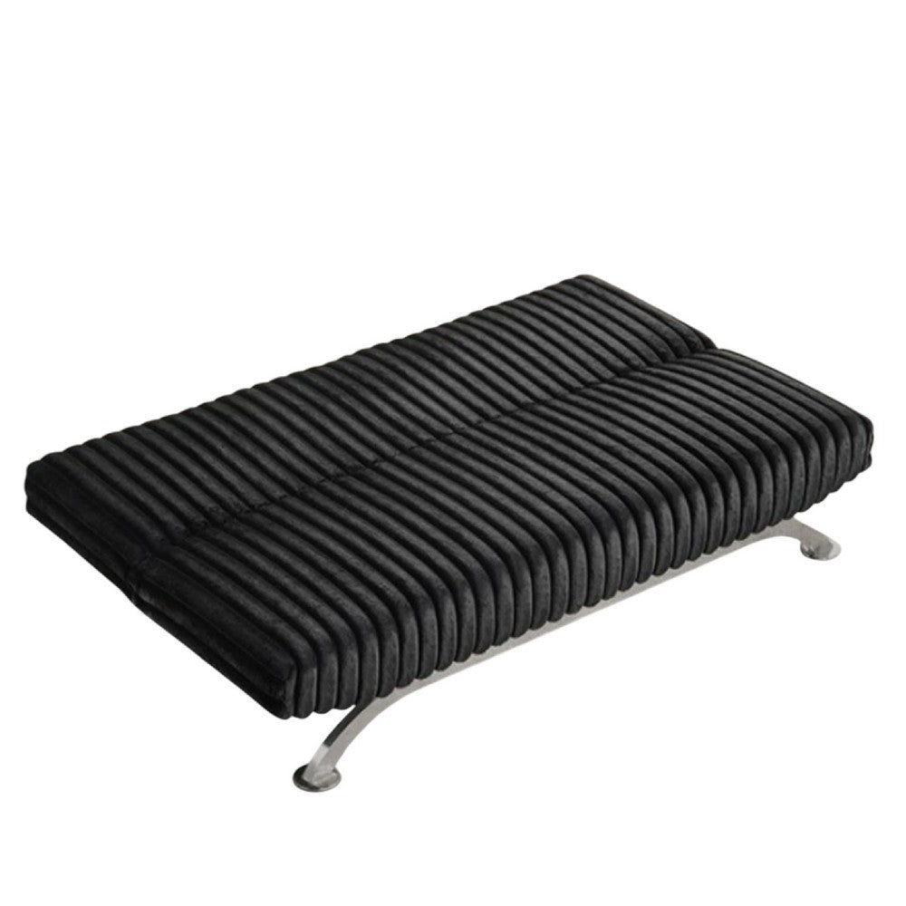 Villy Futon Sofa Bed | Chrome Metal Legs | Black Channel Tufted Fabric